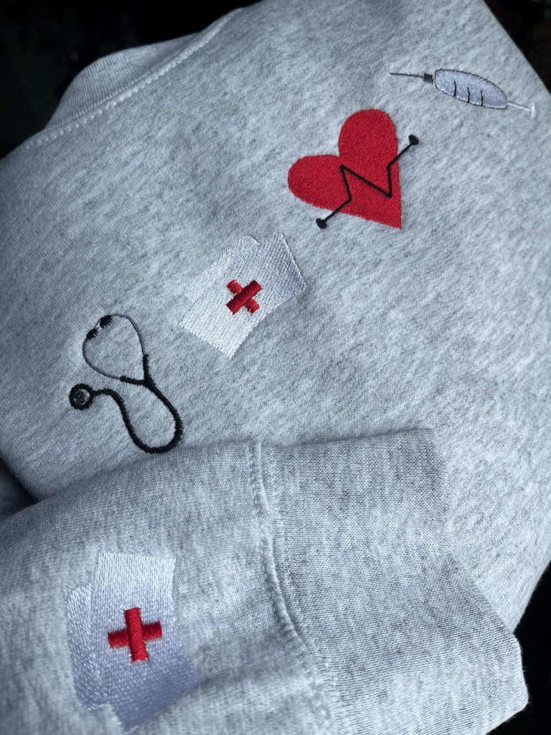 Embroidered Nurse Sweatshirt, Nursing Student Sweatshirt, Embroidered Nurse Crewneck, Gift for Nurse, Trendy Nurse Crewneck, Nursing Student