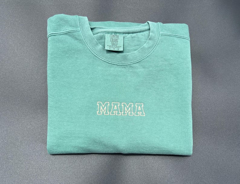 Comfort Colors Custom Embroidered Sweatshirt, Custom Text Sweatshirt, Personalized Crewneck Sweater, Custom Embroidery,  Mother's Day Gift
